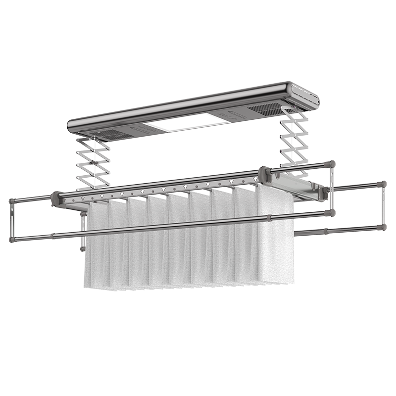 金贵夫人电动晾衣架阳台升降自动晾衣机伸缩四杆晾衣杆风干杀菌智能遥控晒衣架凉衣架 X4-FS北欧灰