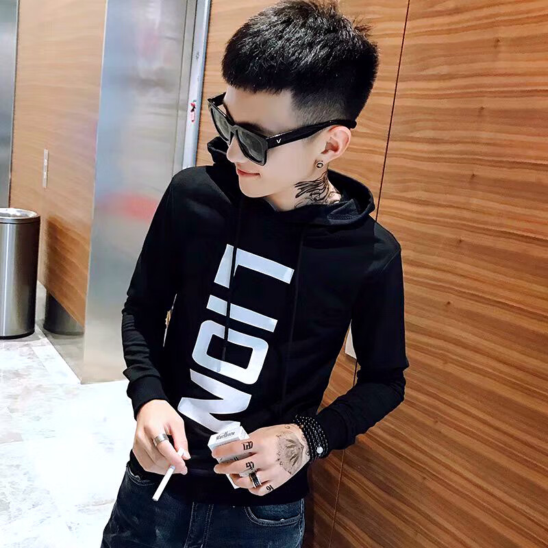 呢好酷社会精神小伙卫衣男长袖薄款潮流连帽套头衫秋季网红潮牌抖音