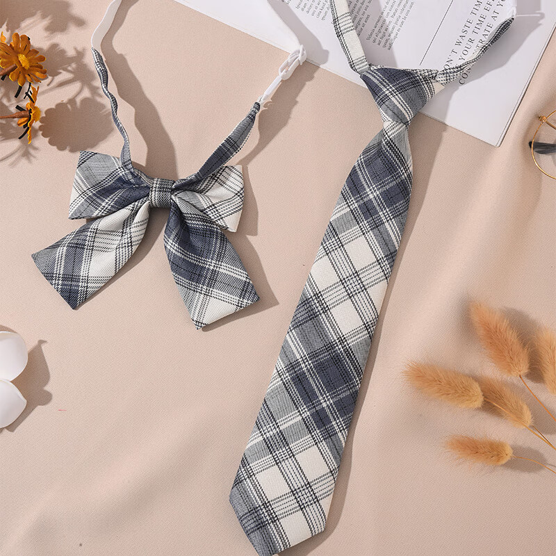 女士学院风制服蝴蝶结领结格子免打衬衫配饰装 温柔一刀(领带 领结)