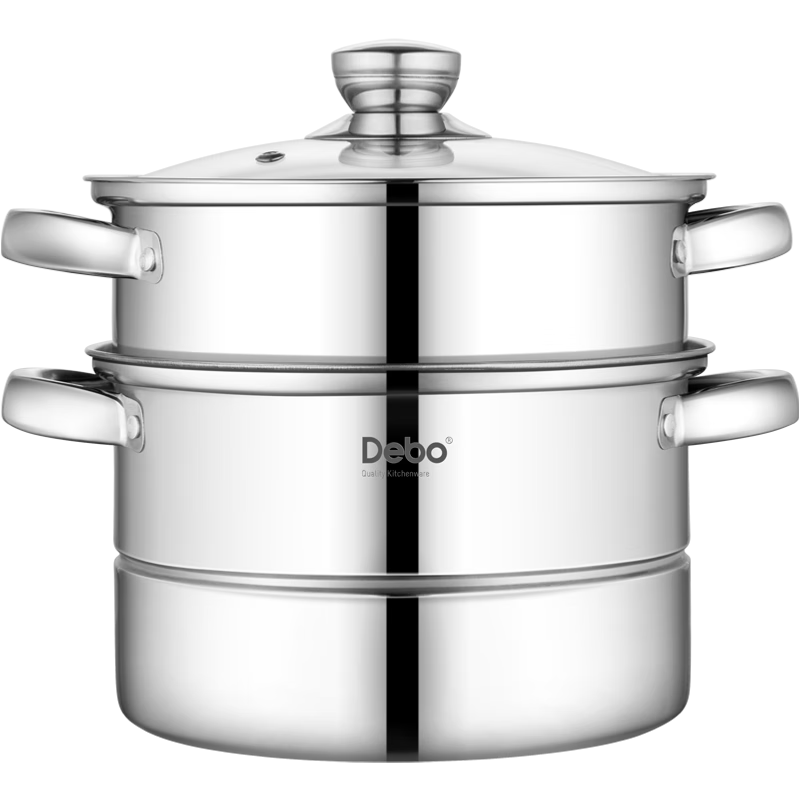 Debo德鉑蒸鍋雙層不銹鋼20cm湯鍋二層加厚鍋體大容量不挑灶具