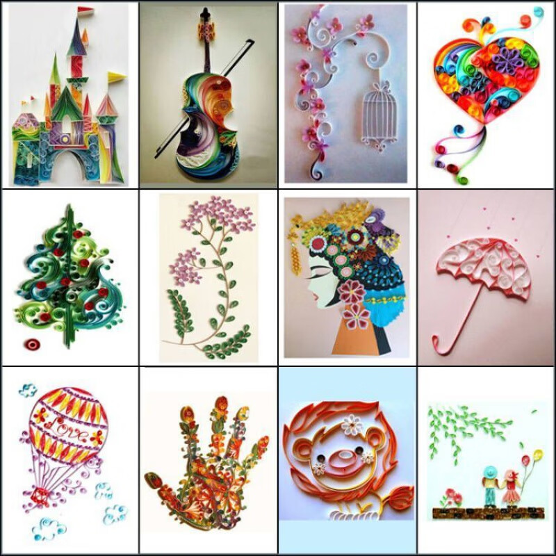 diy衍纸画线稿图底稿成人初学者工具材料包套装 001线稿图 纸条 工具