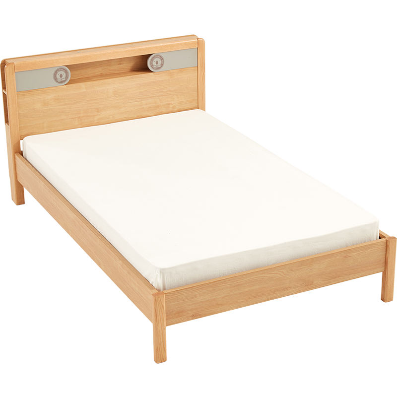 林氏木业儿童床1.5米1.2男孩学生单人床简约现代小户型儿童房家具KN1A【原木色】儿童床,1500mm*2000mm