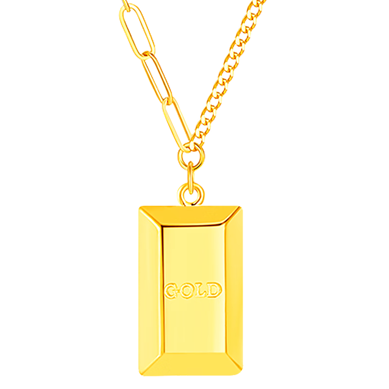 中国黄金（CHINA GOLD）黄金项链女足金暴富小金砖套链时尚吊坠情人节生日礼物送妈妈女友 约5.1g小金条套链【玫瑰礼盒】