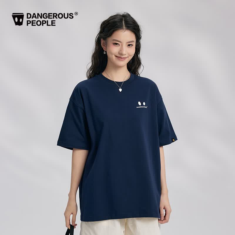 Dangerous people薛之谦dsp新年礼遇季小眼睛休闲立体潮百搭基础圆领短袖T恤 深蓝色 XL