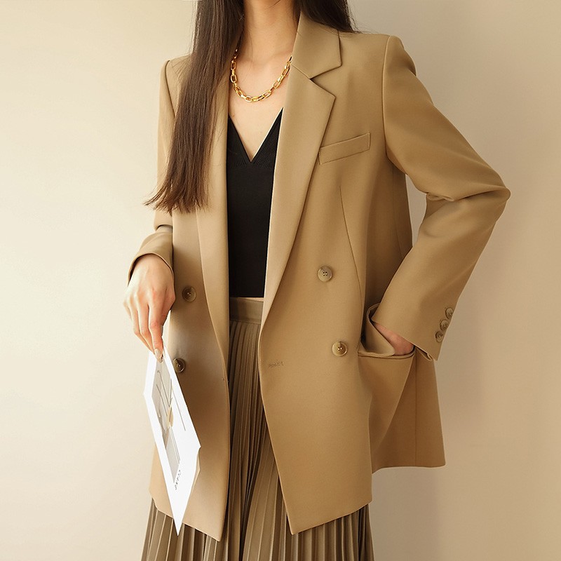 凯恋 (KAILIAN) 女士西装外套高级感设计感西服气质休闲韩版修身英伦风上衣 SHT665X 杏色 L