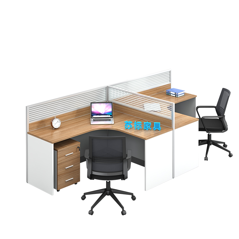 苏标职员办公桌屏风工位简约隔断电脑桌员工卡位T字型2人位