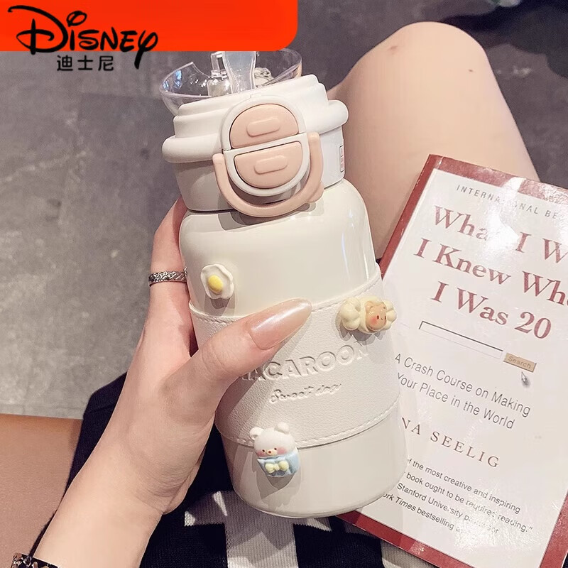 迪士尼（Disney）316保温杯女生高颜值精致感双饮口吸管杯母婴级大容量小巧 316白色保温杯【吸管口+直 500ml