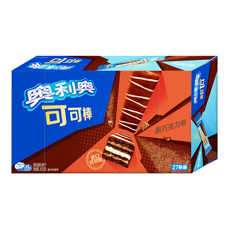 奥利奥(oreo) 可可棒 巧克力棒 浓情巧克力味涂层威化饼干27条装 313.