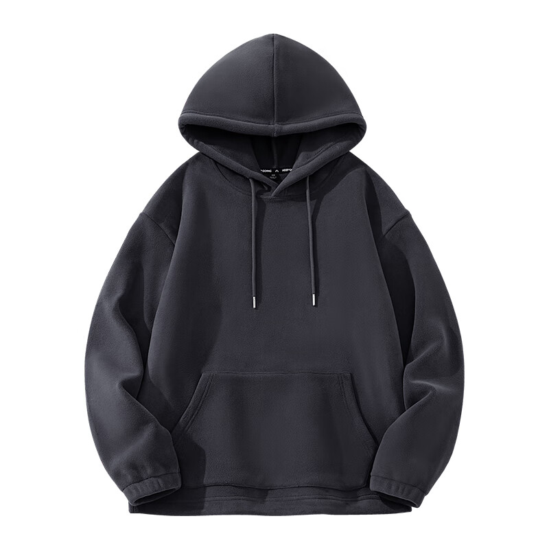 C&A连帽卫衣男双面奥粒绒2024新款美式潮牌灰色高级感慵懒风百搭卫衣 深灰 180/XL