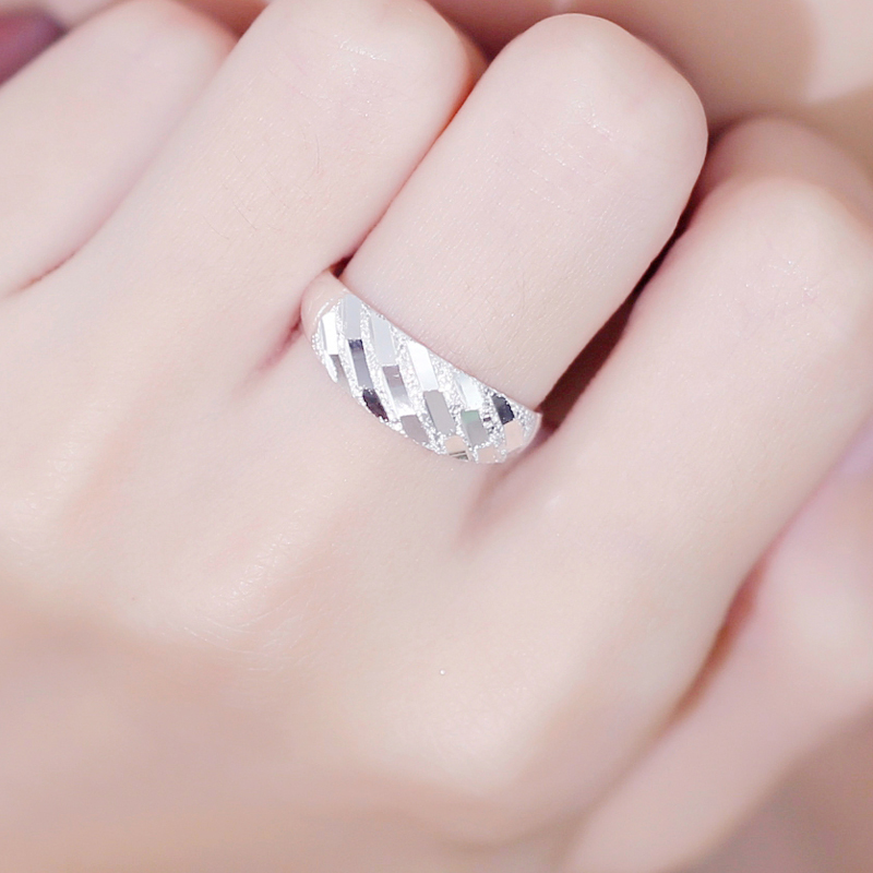 龙姑娘真银戒指99足银流星雨磨砂戒指男女满天星指环开口情侣一对戒