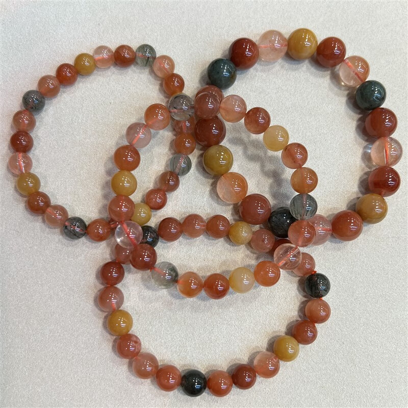 艺香天然福禄寿水晶手链 黄兔毛红兔毛绿发晶彩发晶手串男女送长辈