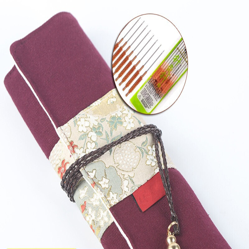 仿古针灸包针袋中国风复古针具收纳袋便携包针灸收纳包 暗玉紫