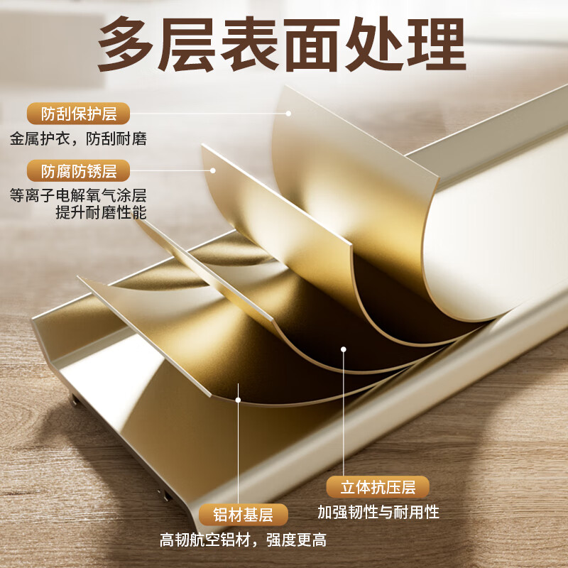 斯沃森（SWARSON）纯实木踢脚线铝合金简约不锈钢金属贴脚线墙角线地角线木地板踢脚 高4cm颜色备注/1米价格+全套配件