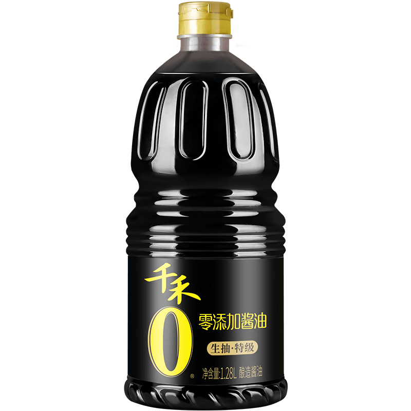 千禾0零添加酱油特级生抽实惠大瓶装纯粮食头道酿造炒菜凉拌家用调味 零添加酱油特级生抽1.28L*1瓶