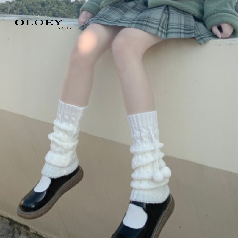 堆堆袜女日系洛丽塔毛线jk堆堆玉桂狗袜套女学生保暖中筒袜护腿套小腿