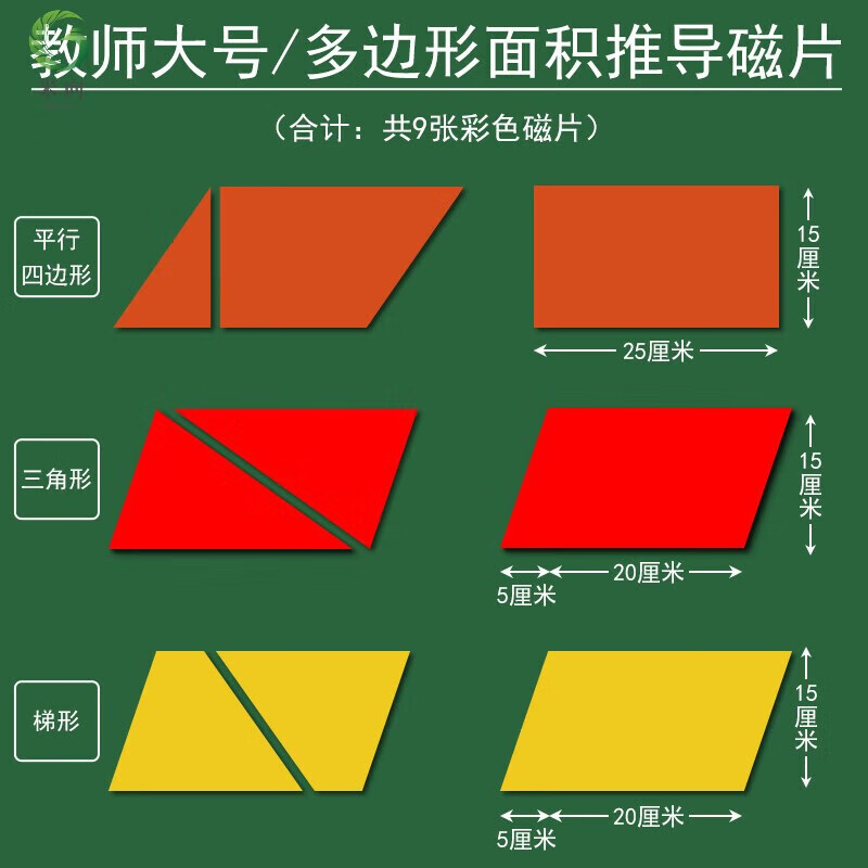 小学数学教师公开课演示学具多边 教师用大号/多边形面积推导磁片/3种