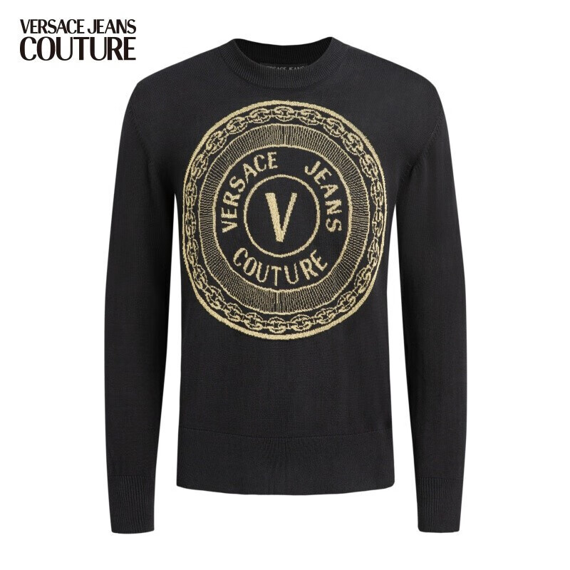 versace jeans couture,creazioni 范思哲versace jeans couture奢侈品男装 男士v字徽章元素针织衫 b5