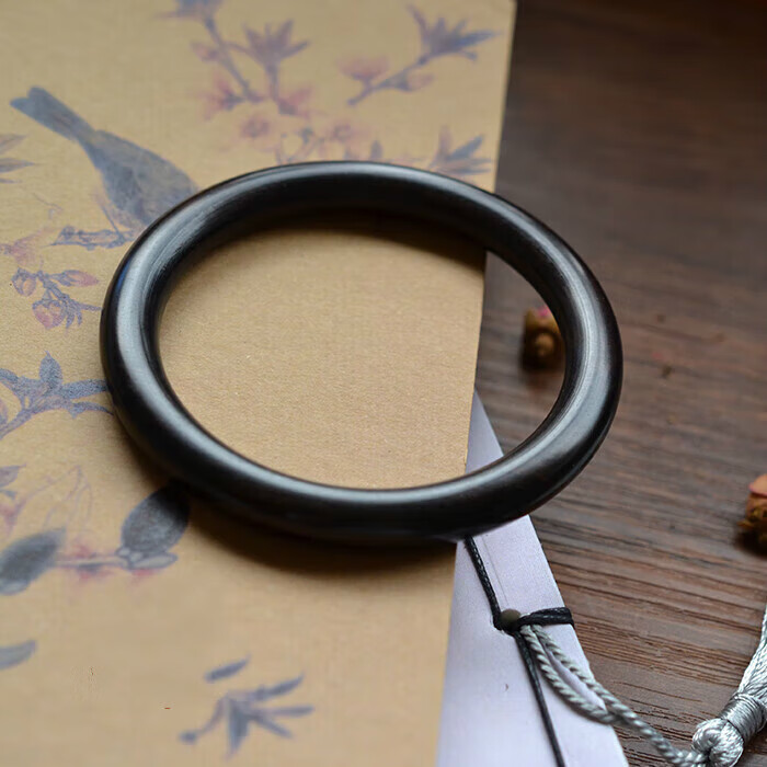 千宝莱黑檀木手镯古风细圈镯子木质古典气质手环 内径57-59mm