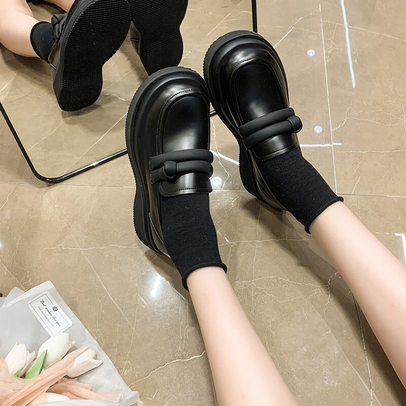 糜鹰丑萌小皮鞋女萝莉时尚休闲懒人套脚jk制服单鞋配裙子百搭玛丽珍鞋
