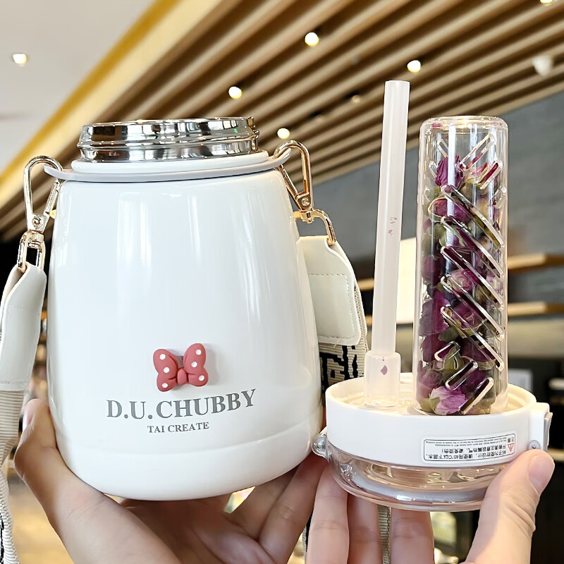 菩本家大肚1杯保温杯成人女生高颜值茶水分离水杯大高颜值 图片款简约