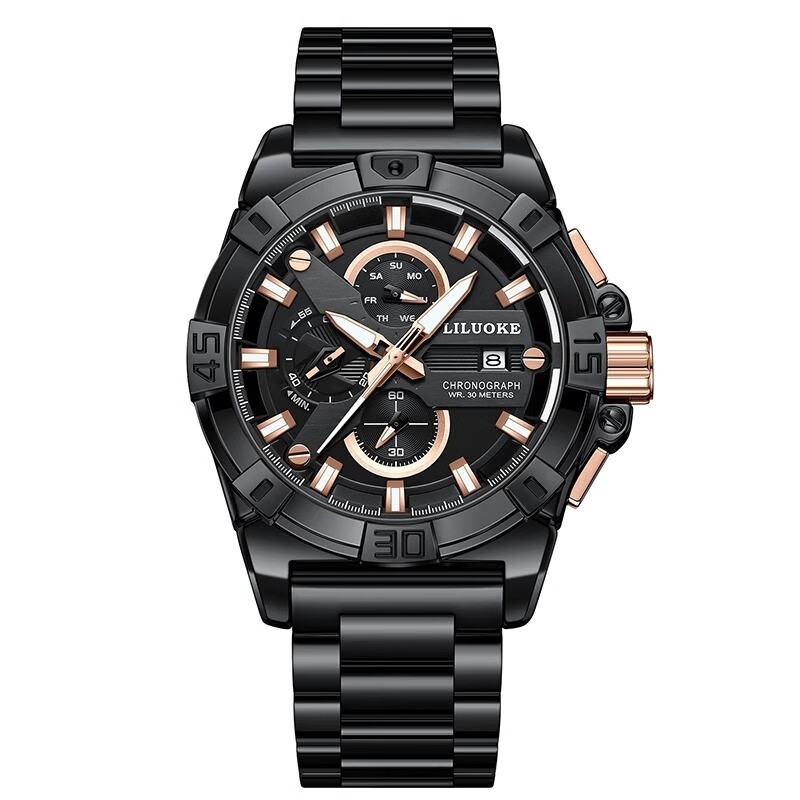 列奥尼达(leonidas)男士手表新款夜光男表多功能运动防水潮流石英钢带