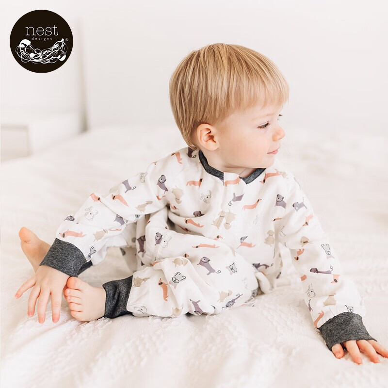 Nest Designs 婴儿睡袋儿童春秋抱被宝宝分腿睡袋包被 聪敏犬-四层竹棉（建议室温24-26℃） 90码（建议身高80-95cm）