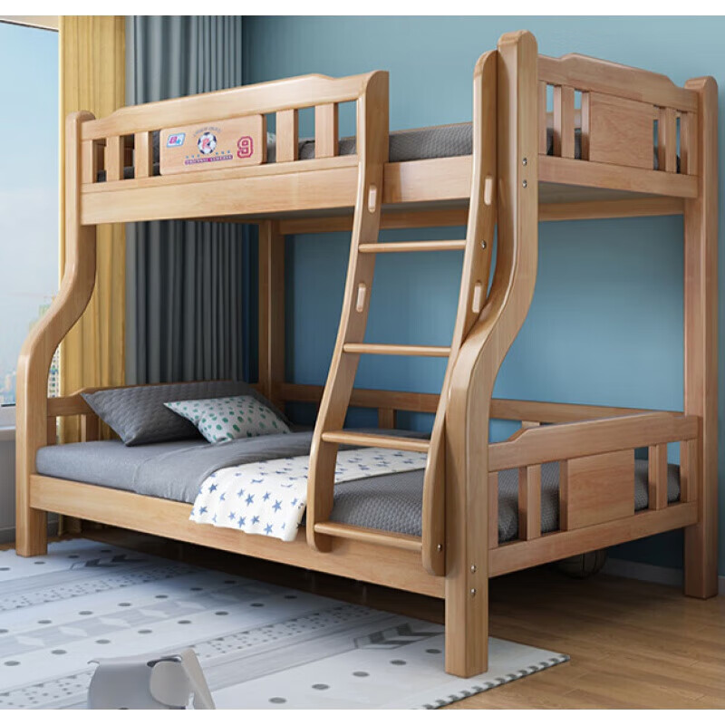 上龙 儿童床实木上下铺高低床上下床两层橡木床子母床 爬梯款+5cm床垫*2（1.3cm床板） 上120下150(内径)