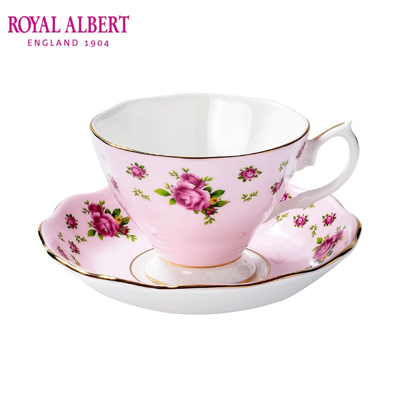 Royal Albert骨瓷咖啡杯茶具杯碟可爱小清新田园复古风 皇家粉玫瑰