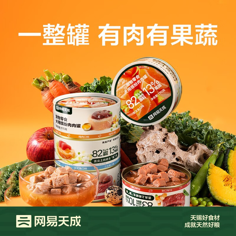 网易严选 犬用缤纷肉肉罐 宠物狗零食成犬幼犬湿粮柯基柴犬金毛泰迪狗湿粮 【牛肉口味】170克*1罐