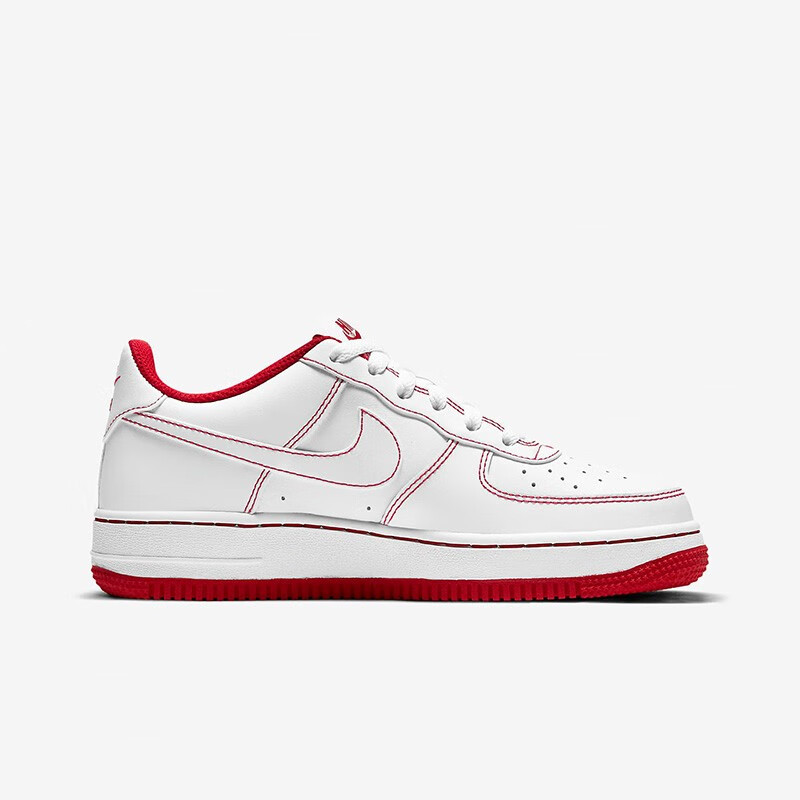 耐克 nike air force 1空军一号女款af1白红缝线低帮休闲板鞋 cw1575