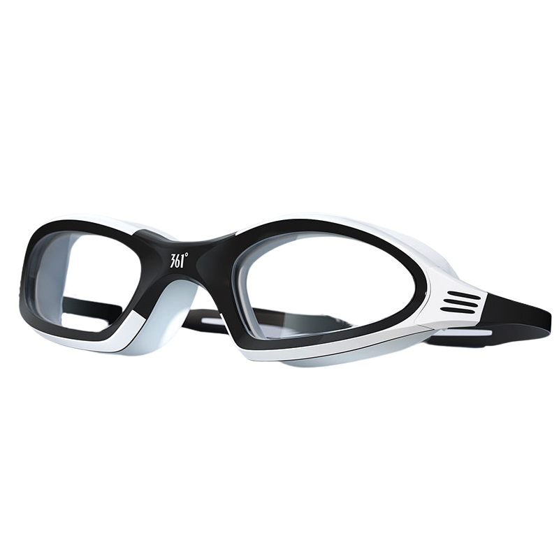 361° 泳镜防水防雾高清竞速游泳眼镜中框泳镜男女通用潜水装备 黑色