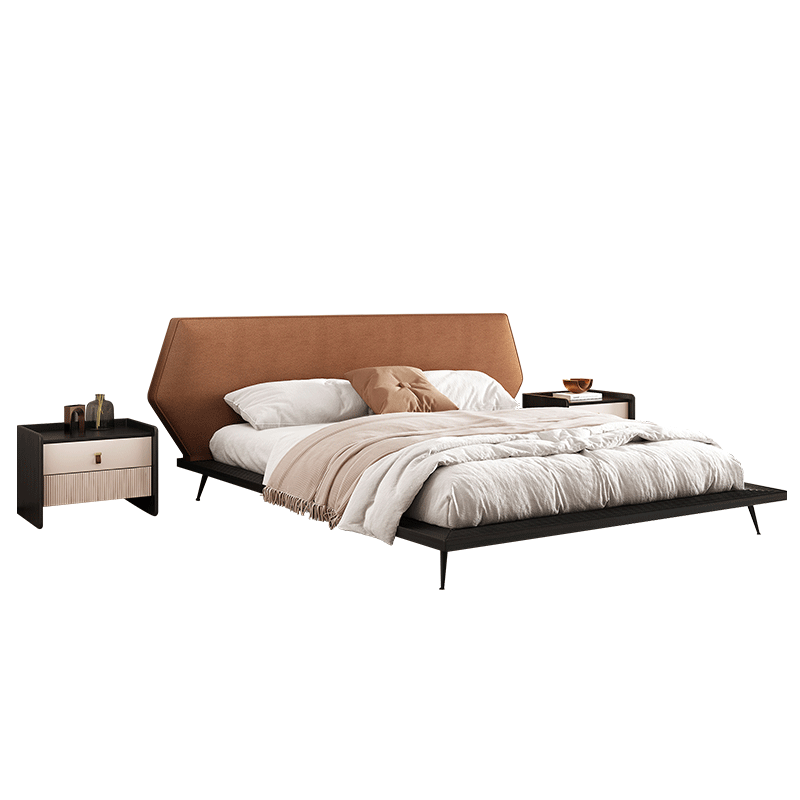 费杰罗 床 实木床诧寂风1.8m卧室双人床大床软靠床 现代简约主卧家具 X2205# 1.5m单床+床头柜*1