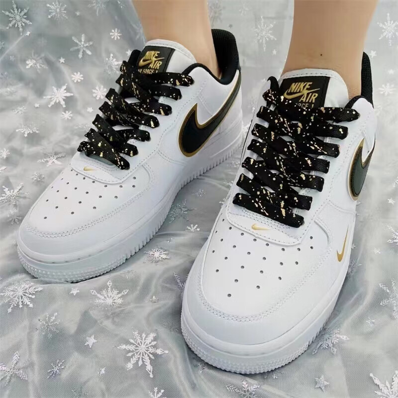 高品质鞋带七彩镭射炫彩烫金烫银腰果花鞋带适配空军一号af1blazer鞋