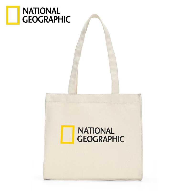 国家地理National Geographic电脑包手提单肩帆布包时尚休闲斜挎包 白色
