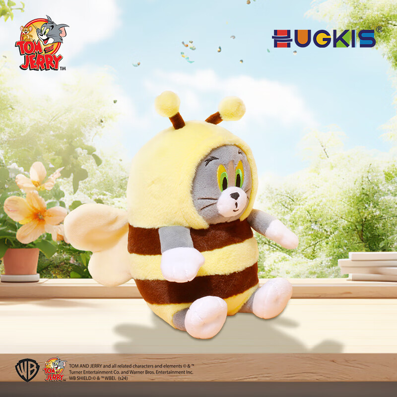 皓奇乐(hugkis)猫和老鼠小鲨bee蜜蜂毛绒公仔可爱搞怪鲨鱼玩具送情侣