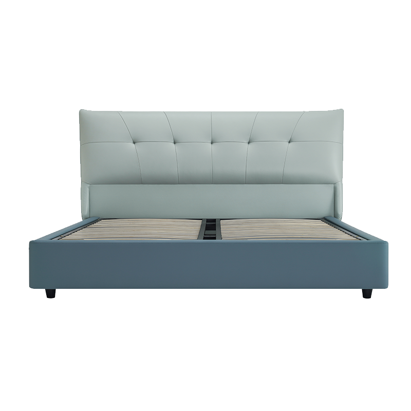 喜临门床 头层牛皮软床 排骨架大床 气动软床 现代简约婚床 安娜·贝斯 蓝色气动款1800*2000