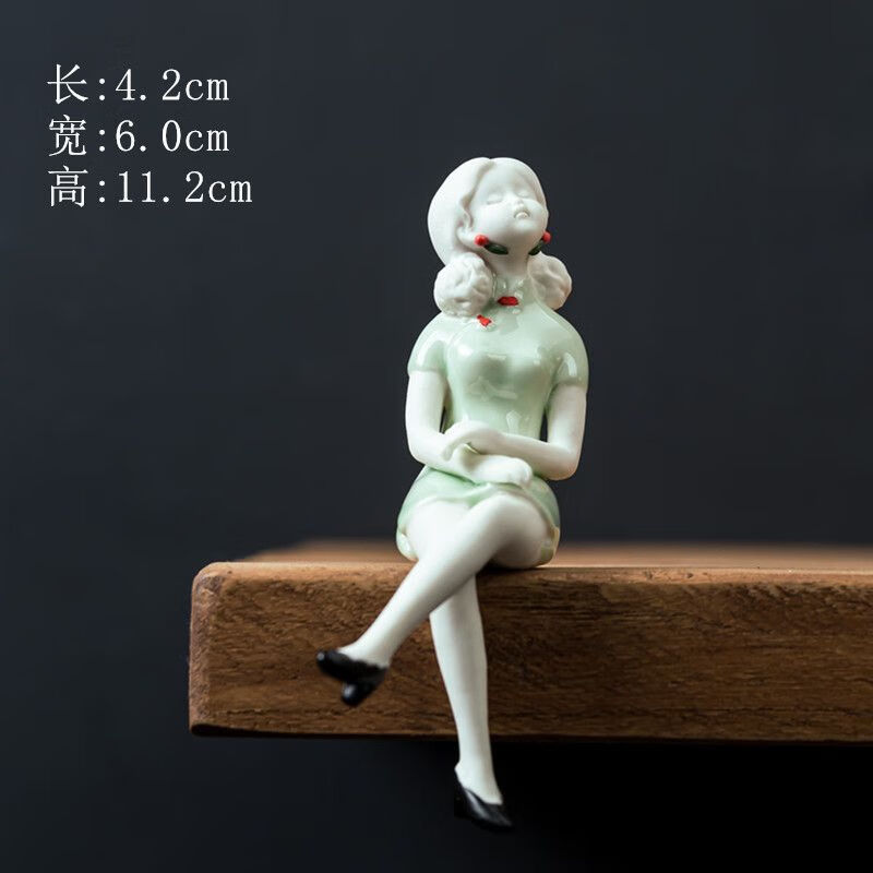 霜魄青花瓷人偶手办陶瓷古典旗袍仕女摆件民国风创意新中式古风人物美