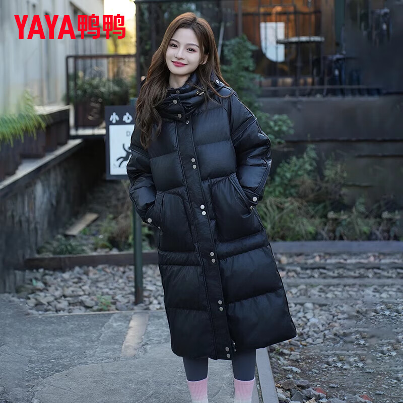 鸭鸭(YAYA)羽绒服女长款过膝2024冬季新款韩版休闲时尚百搭宽松保暖外套DJ 粉色 M