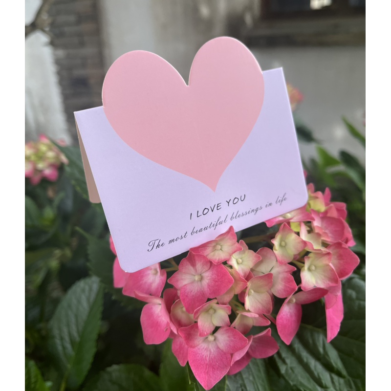 翰扎50张对折爱心小贺卡镂空花店留言卡卡片感恩礼 紫底粉love款50张
