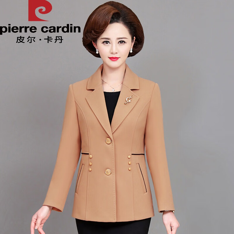 皮尔卡丹高档品牌女装  妈i妈西装外套短款上衣50岁女士西服中年中年