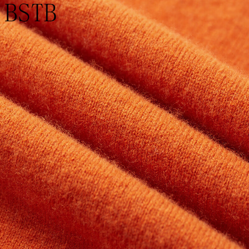 毛衣男圆领流行青年休闲纯色宽松加厚针织打底羊毛200/280斤 暗橙色 s