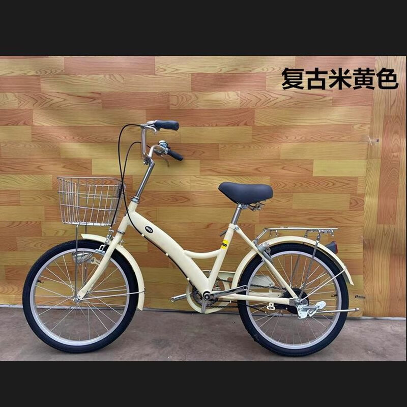 贝玛特 出口日本自行车原装公主车淑女车成年轻便通勤车男女学生复古单车 22寸复古米黄色+LED灯 禧玛诺-内3速