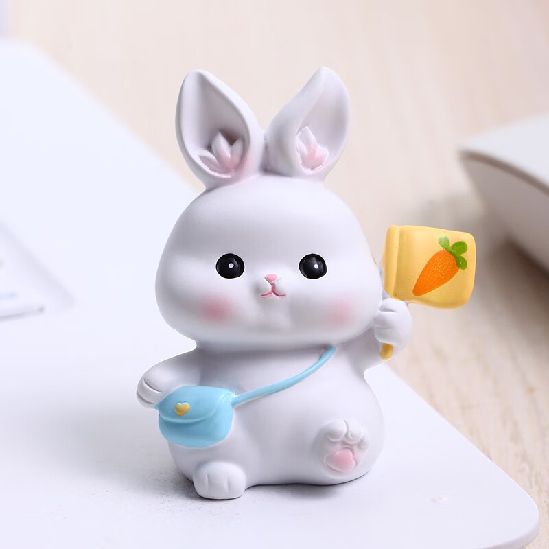 小兔子糖果兔摆件网红公仔玩偶桌面生日蛋糕装饰品情人节礼物 开心兔