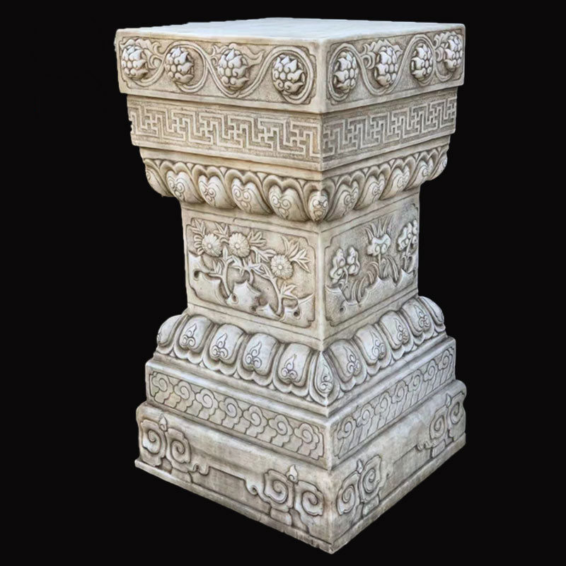 澜韵轩石雕汉白玉花瓶花几花架石墩须弥座花盆底座青石柱墩盆景庭院