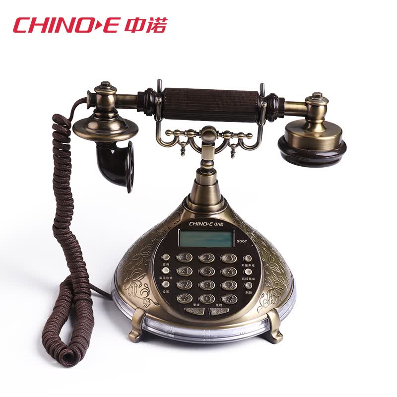 中诺仿古电话机欧式复古办公室坐机家庭客厅创意座式座机 青铜色
