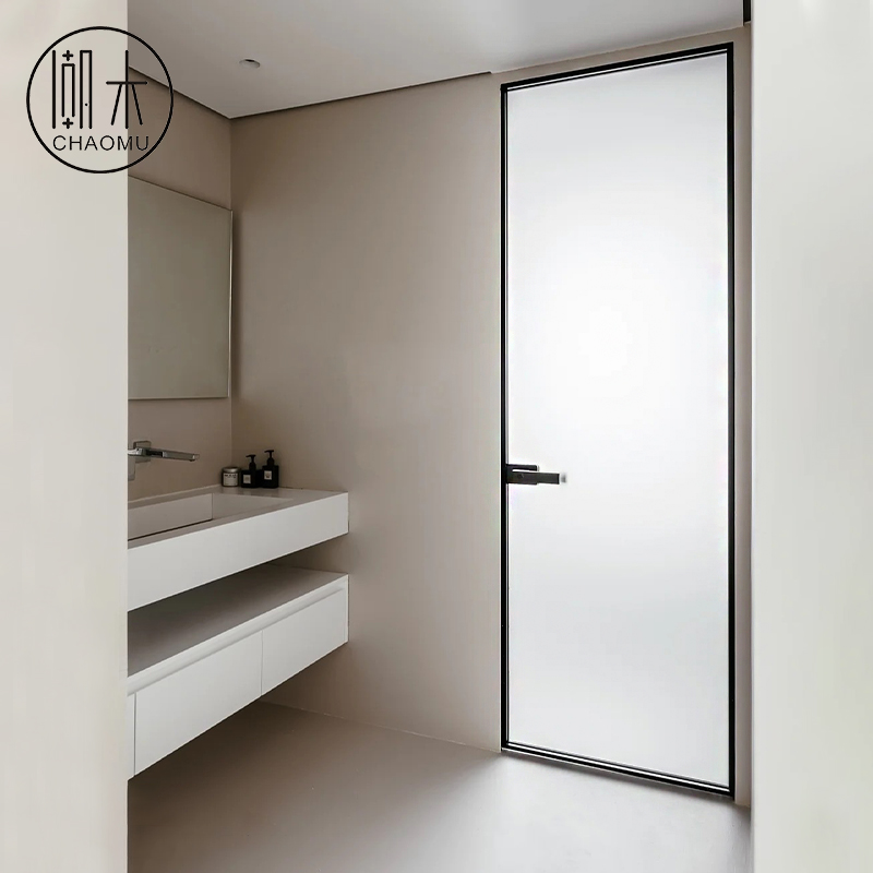 极简窄边卫生间门定制网红玻璃门铝合金隐形门厨房门洗手间平开门 0mm