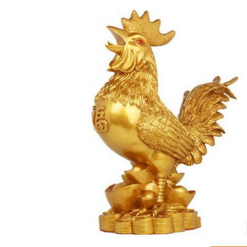 瑞琴 十二生肖鸡摆件铜公鸡金鸡吉祥物桌面玄关家居客厅可爱工艺品