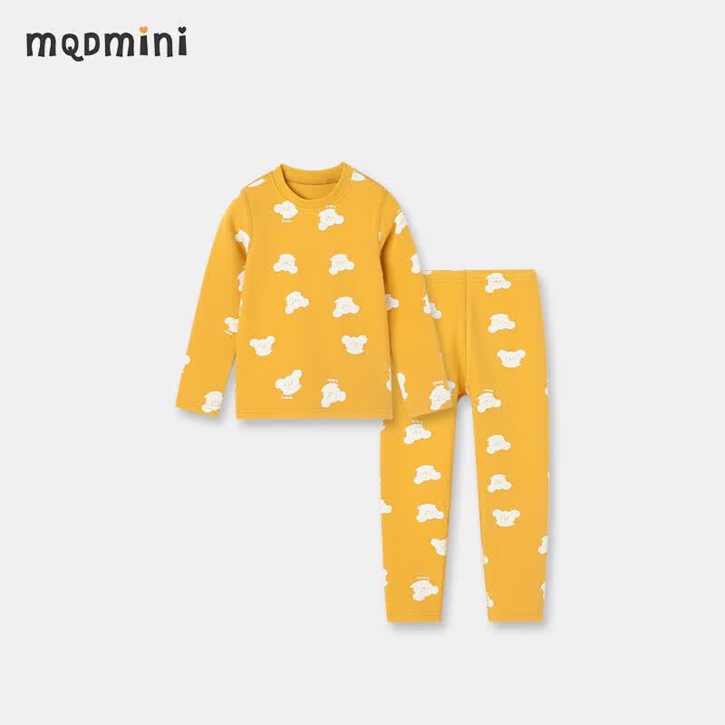 MQDMINI童装儿童睡衣男童家居服套装春秋中小童秋衣秋裤宝宝衣服 MQD米色小熊姜黄 120怎么样,好用不?