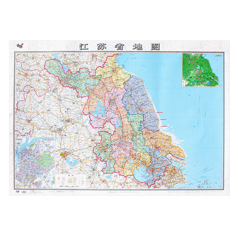 2023年江苏省地图挂图1.1x0.8米加厚版政区交通地形家用办公室挂图 不带挂杆