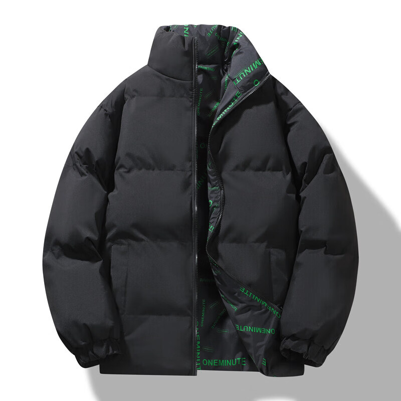 凯逸弗（kainifu）棉服男冬季棉服情侣款双面穿大码保暖运动外套 黑色 4XL